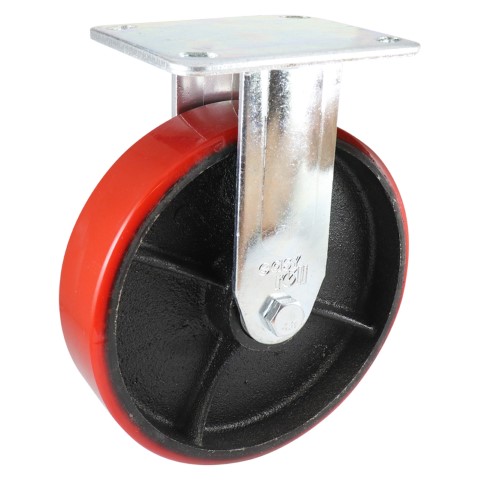 EHI 200MM RED PU/CAST IRON FIXED 